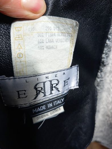 "Erre" Genuine Leather Coat Black.  Fully Lined  With Mohair/Wool/Acry.  Made in Italy