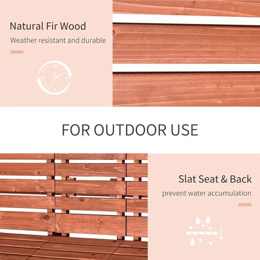 NEW SALE | Fir Wood Convertible 2 to 3 Seater Outdoor Garden Bench Wood Tone