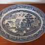 Beautiful Antique Blue and White Transferware Willow Pattern Large Oval Platter, Unknown Maker, Probably Staffordshire-Made Image 8