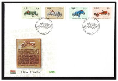 2003 Ireland Centenary of Gordon Bennett Race (Napier, Mercedes, Mors, Winton) Self Adhesive Commemorative Stamps An Post First Day Cover (FDC)