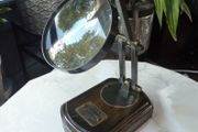 Antique-Style Brass Desktop Magnifying Glass on Folding Stand