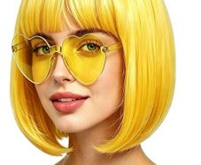 Yellow bob wig for fancy dress!