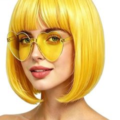 Yellow bob wig for fancy dress!