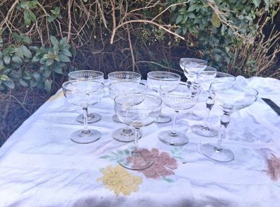 Collection of Victorian Hand Blown Champagne Saucers