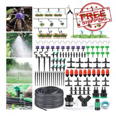 NEW SALE | 100FT Drip Irrigation System, 173Pcs Micro Irrigation Kit, Greenhouse Plant Watering Hose, Automatic Irrigation System with Adjustable Nozzle Sprayer and Dripper Automatic for Lawn, Garden, Patio