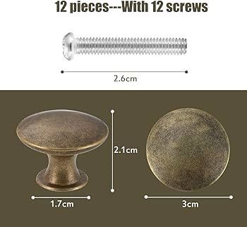 SALE | 12PCS Vintage Cabinet Knobs, Chic Drawer Knobs, Antique Brass Kitchen Cupboard Handles, 30mm Round Furniture Door Knobs