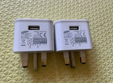 2x Original Samsung 5W USB Wall Chargers (UK 3-Pin Plug)
