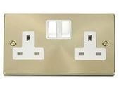Satin Brass Twin Socket Switched