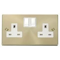 Satin Brass Twin Socket Switched