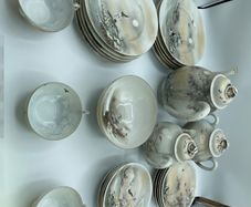 Vintage Japanese Kutani Eggshell Porcelain Tea Set Hand-Painted