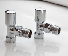 Malmo Chrome Angled Towel Rail Valve 15mm  1 2 Radiator Valve