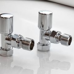 Malmo Chrome Angled Towel Rail Valve 15mm  1 2 Radiator Valve