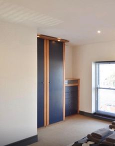 Vintage IKEA Askedal Wardrobe. Tall with Integrated Lights (Blue & Light Wood)