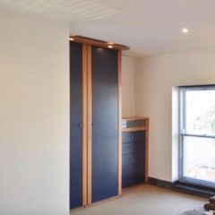 Vintage IKEA Askedal Wardrobe. Tall with Integrated Lights (Blue & Light Wood)