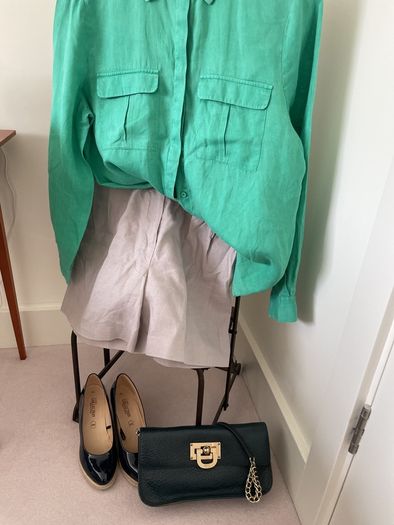 Green linen blouse Size 12 EU 40