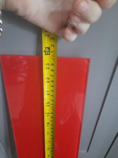 red glass shelf