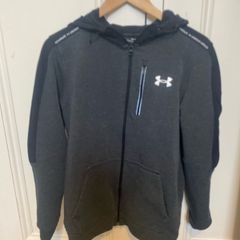 Mens Under Armour Dark Grey and Black Hoodie - Size Small