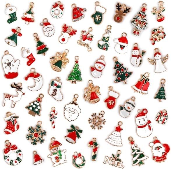 50pcs Christmas Charms Cute Alloy Christmas Pendant Reindeer Snowman jewelry Charm for DIY Necklace Bracelet