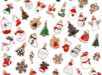 50pcs Christmas Charms Cute Alloy Christmas Pendant Reindeer Snowman jewelry Charm for DIY Necklace Bracelet