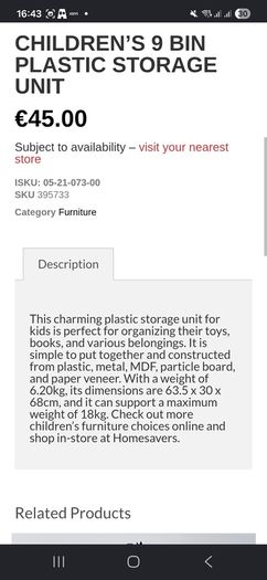 Storage shelving kids