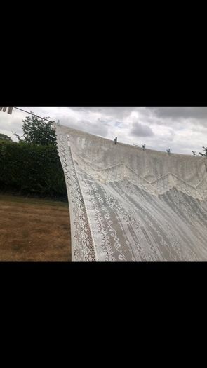vintage ivory lace curtain panel