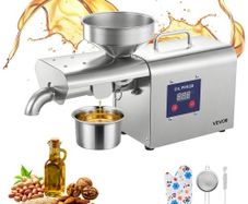 Oil Press Machine, 3.75KG/H Capacity, 750W Oil Extractor Machine, Automatic Electric Oil Maker for Home Commercial Use, 50c-300c Hot Pressing for Peanuts Sesames Soybeans Almonds