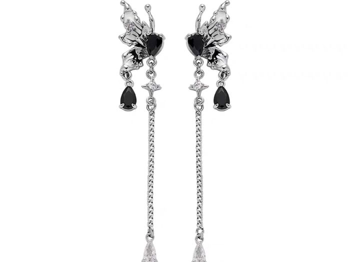 Rebel Studio Butterfly Black Diamante Earring
