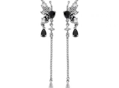 Rebel Studio Butterfly Black Diamante Earring