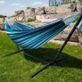 Double Cotton Hammock with Space-Saving Steel Stand Including Carrying Bag, Watermelon Image 3