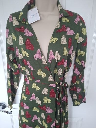 NWT Compania Fantastica Green Dog Pattern  Drees  XS