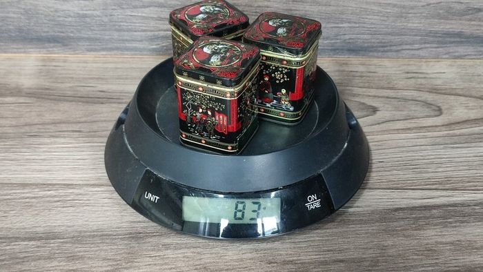 oriental asian vintage X3 empty tea tin set container collectables