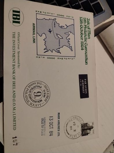 Isle of Man 9th Philatelic convention 1984.Special Stamped cover