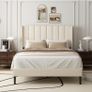 Double Bed Frame with Headboard, Vertical Channel Tufted Image 8