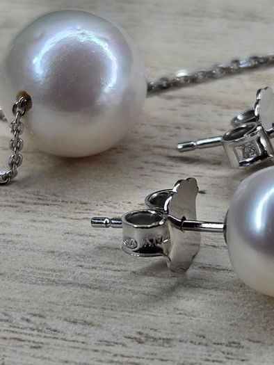 Honora Collection Sterling Silver 925 Cultured Pearl Necklace & Earrings Jewelry Set with Box