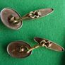 Antique Cufflinks engraved design, antique. Oval fronts  gilt,  c1900. Image 5