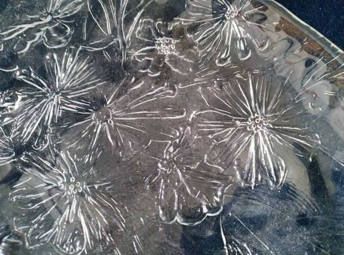 Hadeland, crystal platter , Scandinavian glass, Norway Glass platter
