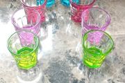 6 coloured shot glasses