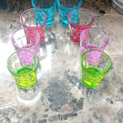 6 coloured shot glasses