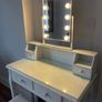 Beautiful White Makeup Table with Hollywood Style Glam Mirror Image 5