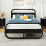 Double Size Bed Frame with Headboard,Oval-Shaped Platform Bed with Under-Bed Image 10