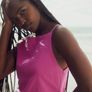 UK22 Bright Pink Mini Sleeveless Racer Stretch Linen Blend Dress Image 4