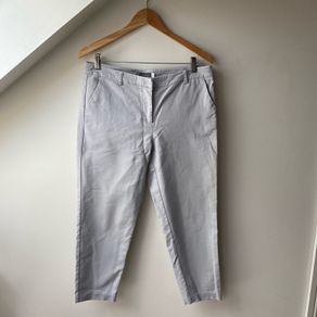 Mint Velvet Light Grey Cropped Chino Trousers UK14