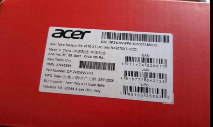 Brand New Gpu AMD Radeon RX9070XT Acer Nitro 16GB OC
