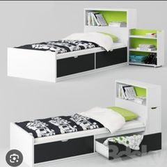 IKEA FLAXA Single Bed with Storage Drawers & Hidden Storage Headboard