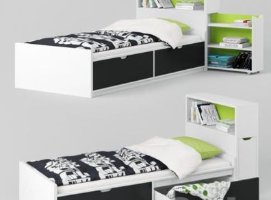 IKEA FLAXA Single Bed with Storage Drawers & Hidden Storage Headboard