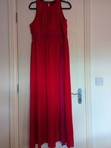 Stunning red with pink maxi dress from Little Mistress