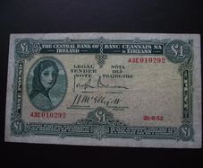 Bank of Ireland. Lady Lavery 1 Pound (1952).