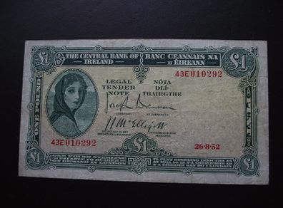 Bank of Ireland. Lady Lavery 1 Pound (1952).