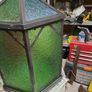 Large old metal and glass lampshades Image 3