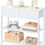 Console Table, Slim Console Table with 2 Non-woven Drawers, Hallway Table with Storage, Slim Sofa Table for Small Spaces, Living Room, White Image 6